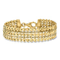 Gold over sterling heart-link multi-row bracelet with hinged clasp
