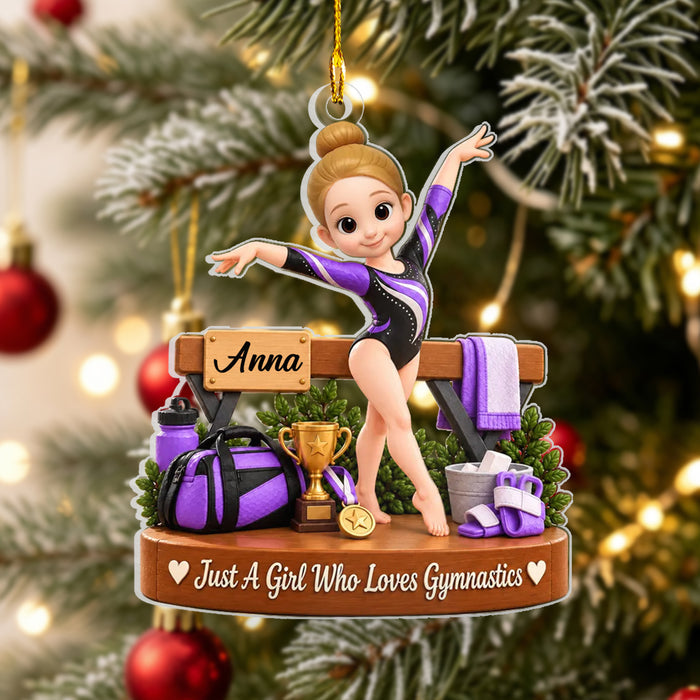 Just a Girl Who Loves Gymnastics - Personalized Acrylic Ornament, Christmas Gift For Gymnastics Lovers