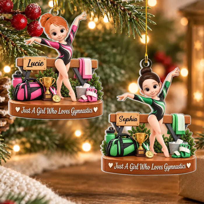 Just a Girl Who Loves Gymnastics - Personalized Acrylic Ornament, Christmas Gift For Gymnastics Lovers