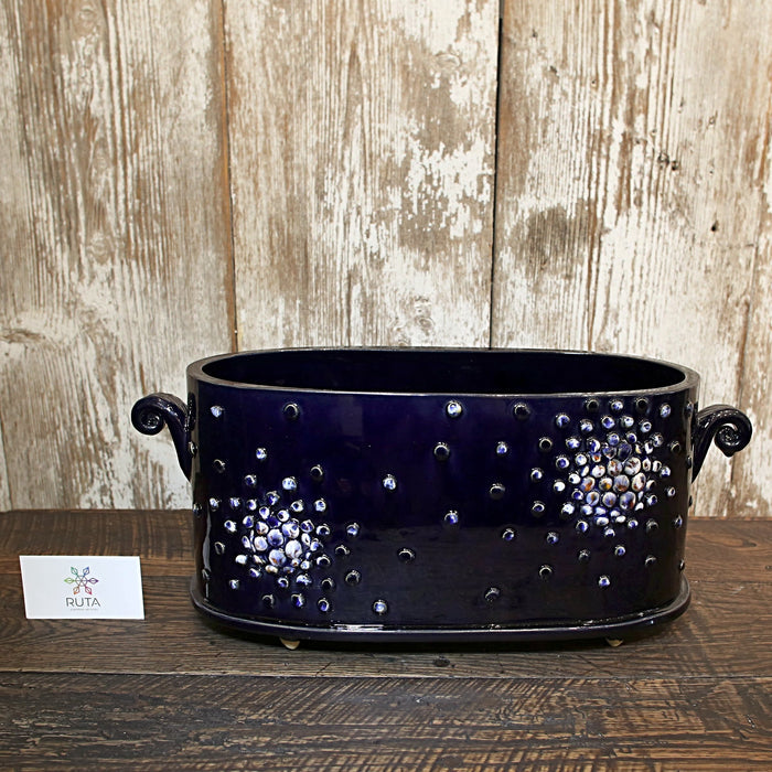 Large Ceramic Flower Pot (Red, White or Blue)