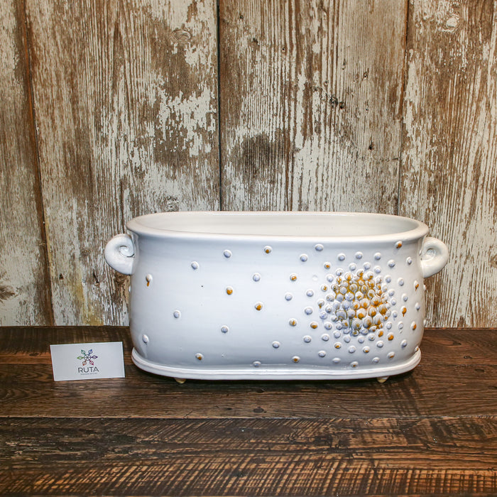 Large Ceramic Flower Pot (Red, White or Blue)