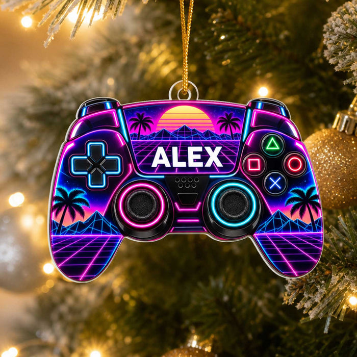 Level Up Your Christmas - Personalized Acrylic Ornament, Custom name Gaming Ornament, Gift For Gamers