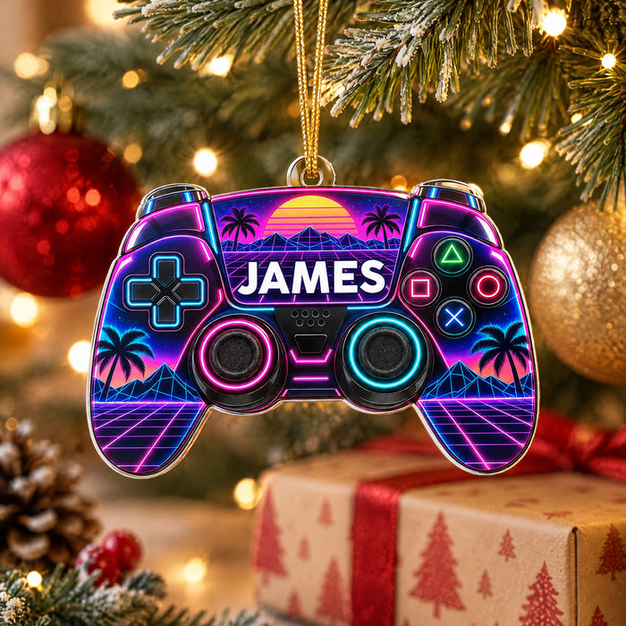 Level Up Your Christmas - Personalized Acrylic Ornament, Custom name Gaming Ornament, Gift For Gamers