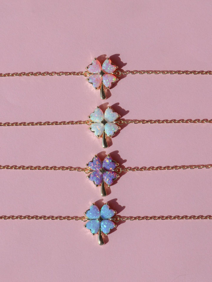 Lucky Opal Clover Bracelet, 925 Sterling Silver
