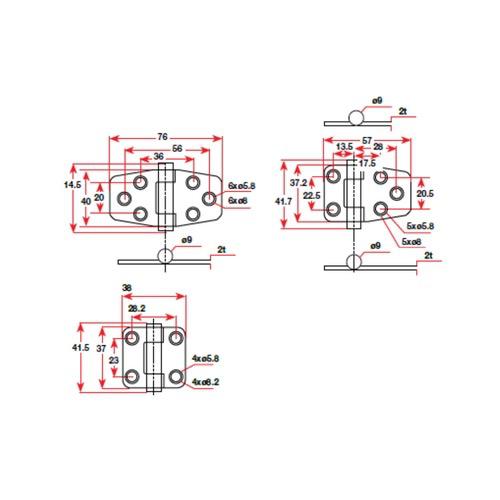 Marine Town Friction Hinge S/S - 38 x 76mm - Screw: No. 8 or M4
