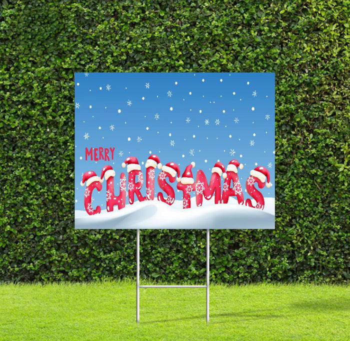 Merry Christmas Snow Fall Yard Sign