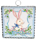 Mini Art Blue Gingham Rabbit Print Charm