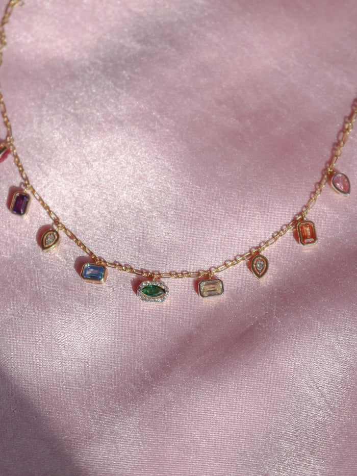Multicolor Crystal 925 Silver Necklace