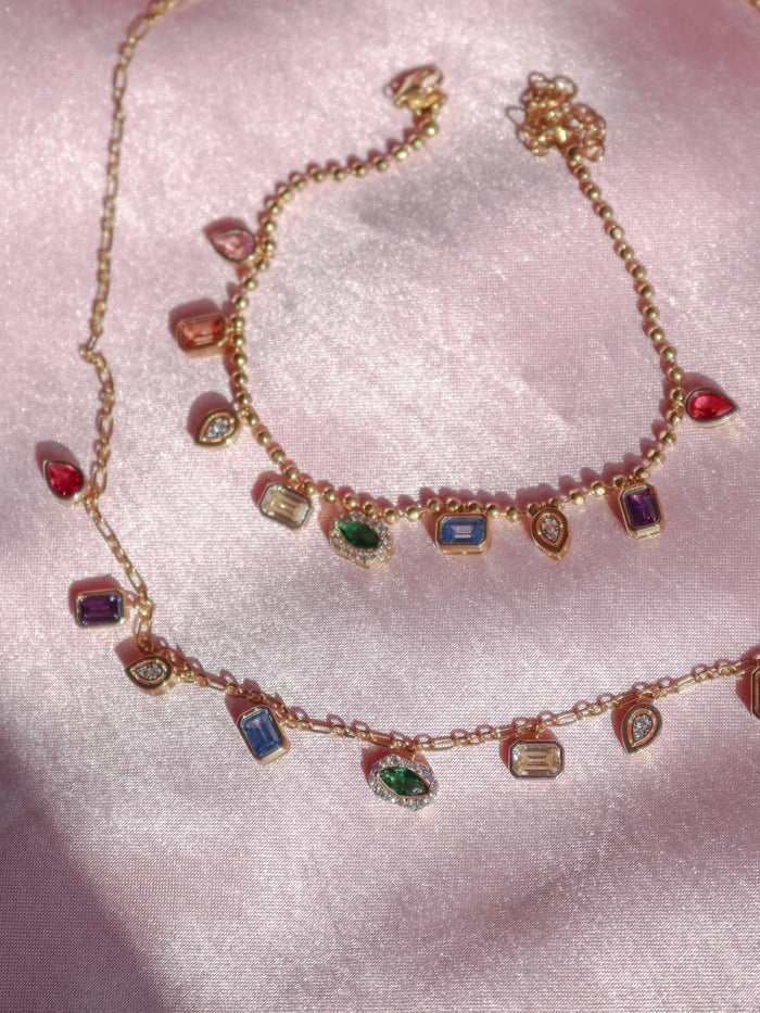 Multicolor Crystal 925 Silver Necklace