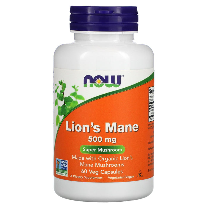 NOW Lion's Mane 500 mg – 60 Veg Capsules