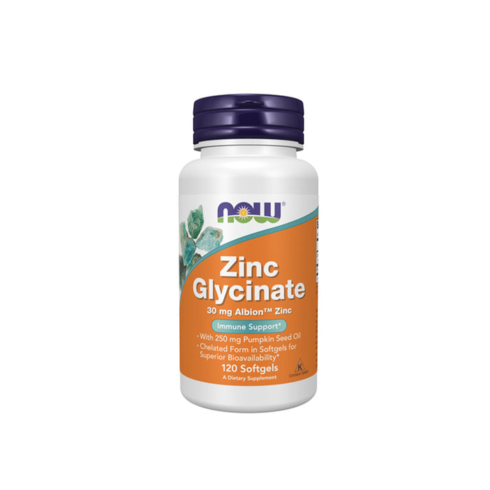 NOW Zinc Glycinate 30mg AlbionTM Zinc 120softgels