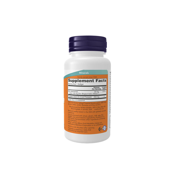 NOW Zinc Glycinate 30mg AlbionTM Zinc 120softgels