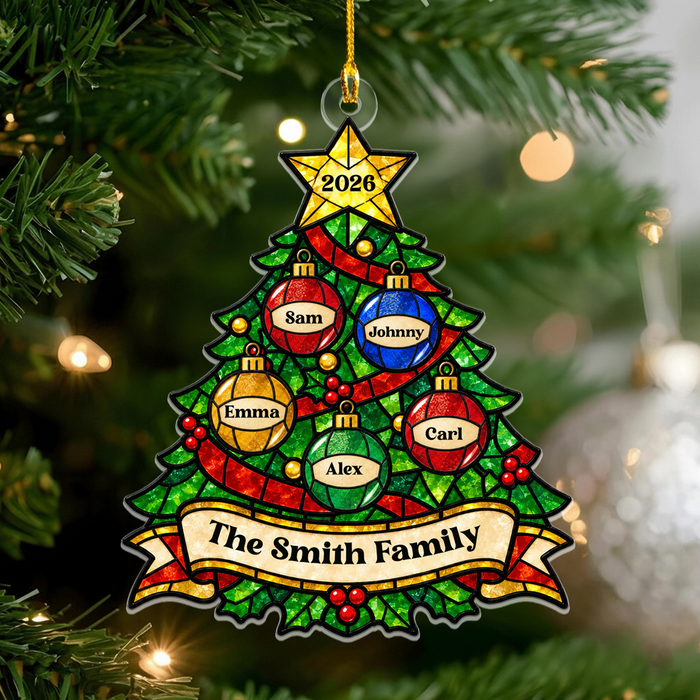Our Family Tree- Personalized Acrylic Ornament, Family Tree Christmas Ornament, Family Gift