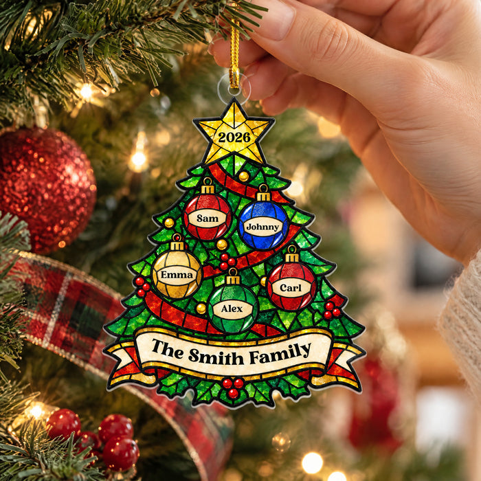 Our Family Tree- Personalized Acrylic Ornament, Family Tree Christmas Ornament, Family Gift