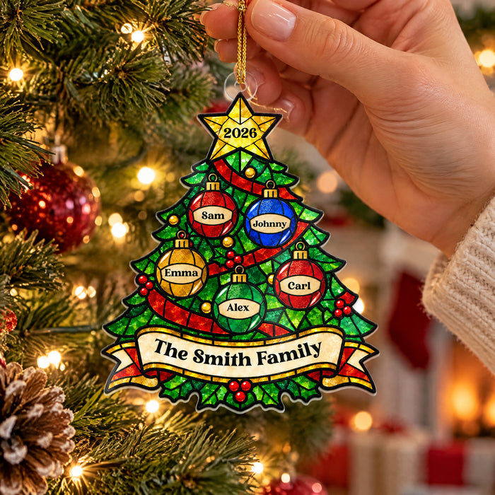 Our Family Tree- Personalized Acrylic Ornament, Family Tree Christmas Ornament, Family Gift