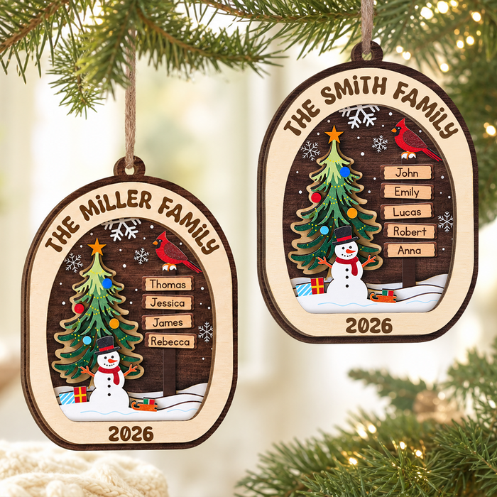 Our Holiday Family - Personalized 2 Layer Wooden Ornament, Gift For Family, Christmas Gift