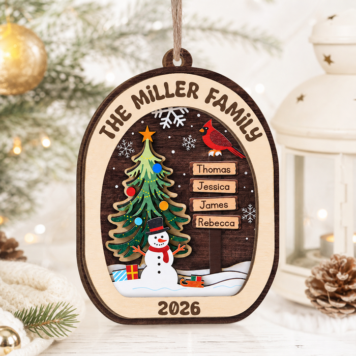 Our Holiday Family - Personalized 2 Layer Wooden Ornament, Gift For Family, Christmas Gift