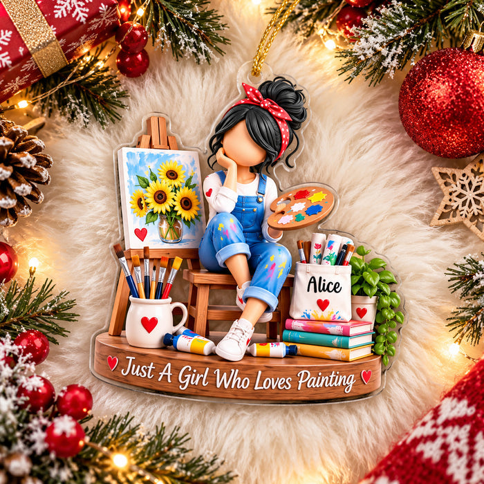Painting Is My Happy - Personalized Acrylic Ornament, Gift For Painting Lovers