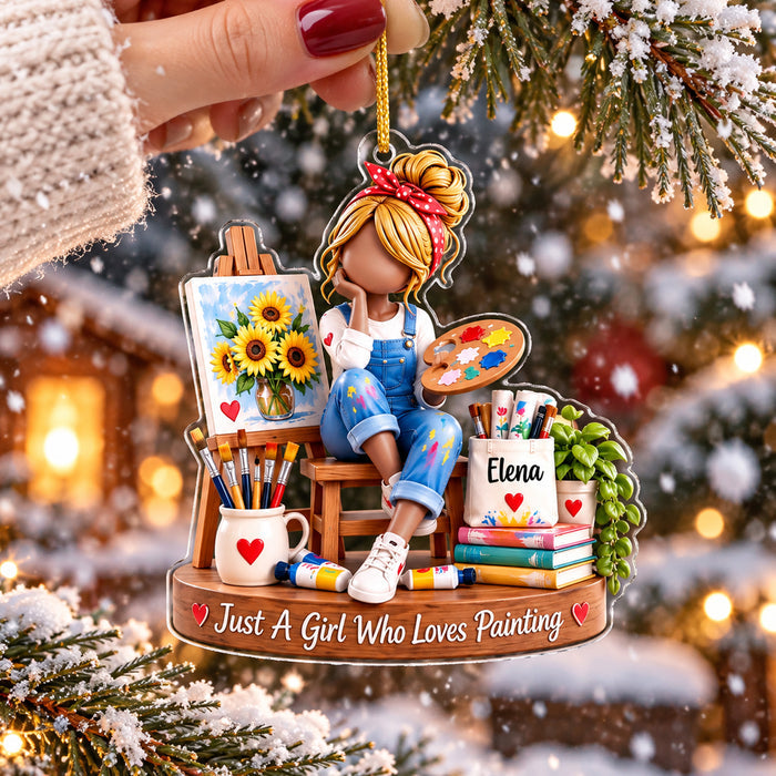 Painting Is My Happy - Personalized Acrylic Ornament, Gift For Painting Lovers