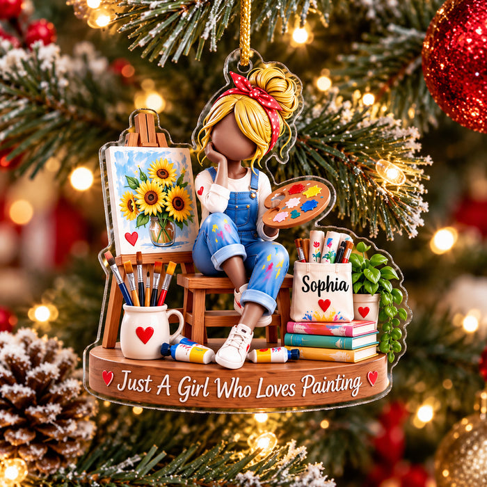 Painting Is My Happy - Personalized Acrylic Ornament, Gift For Painting Lovers