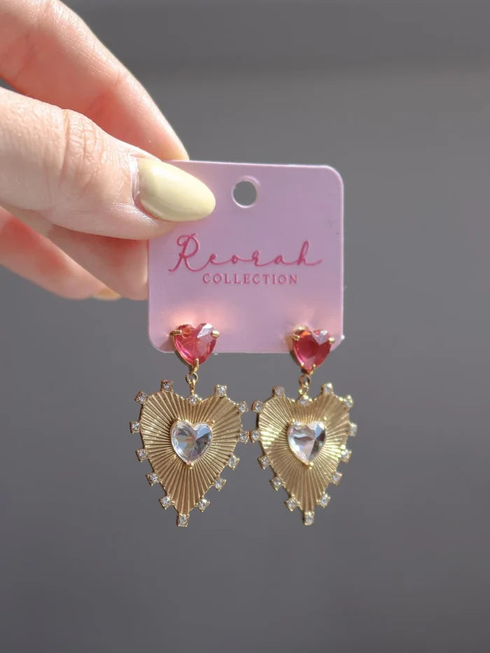 Pink Love Earrings, Stainless Steel