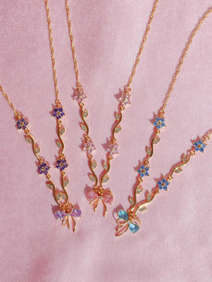 Pink Ribbon Garden Necklace