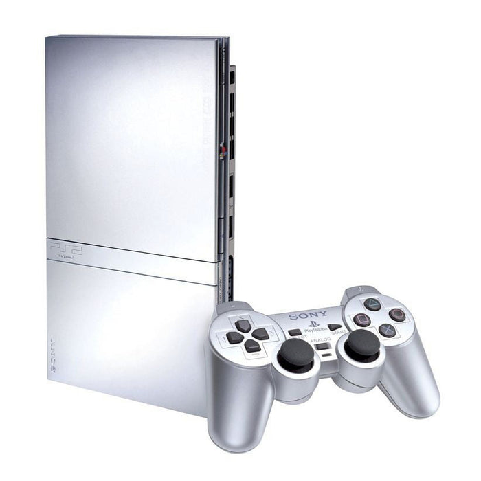 PlayStation 2 Slim Console - Satin Silver PS2 - Video Game System - Used - CaveGamers