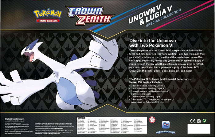 Pokemon TCG: Unown V & Lugia V Crown Zenith Box Set - Trading Card - New - CaveGamers - Image 3