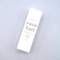 a custom box showing the details of the 'rain fall perfume mist' with notes of honeysuckle, white jasmine, pink grapefruit, and bergamot.