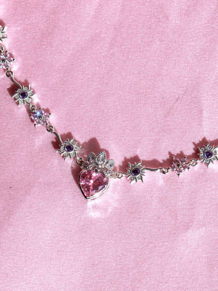 Rapunzel Sunkissed Necklace, Princess Jewelry, Pink Flower Necklace