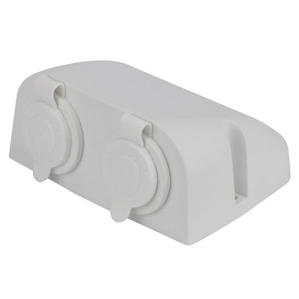 Relaxn 12/24 Surface Mount White Cigarette/Cigarette Charger Outlet Combo - 110(W) x 80(H) x 50(D)mm