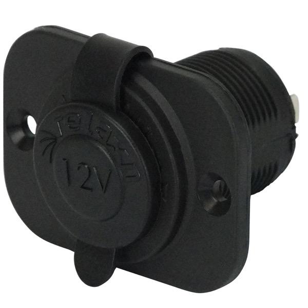 Relaxn 12/24V Flush Mount Black Cigarette Single Socket - 51(L) x 60(W) x 43(H)mm