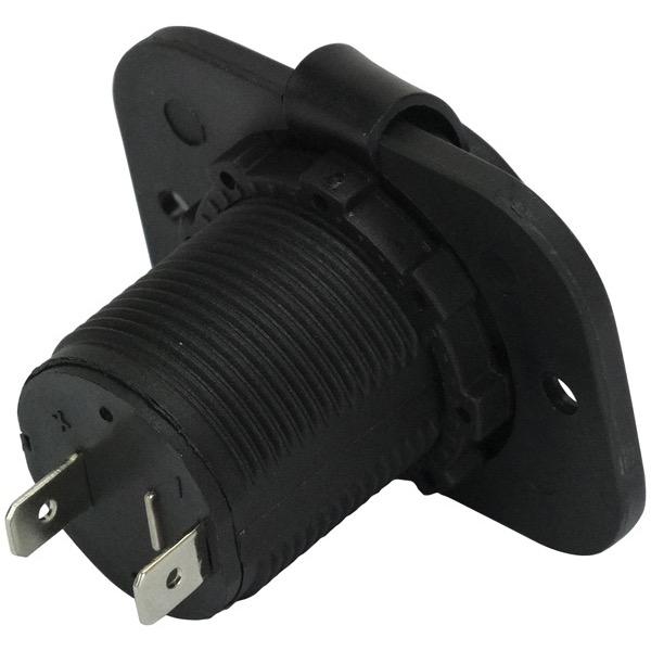 Relaxn 12/24V Flush Mount Black Cigarette Single Socket - 51(L) x 60(W) x 43(H)mm