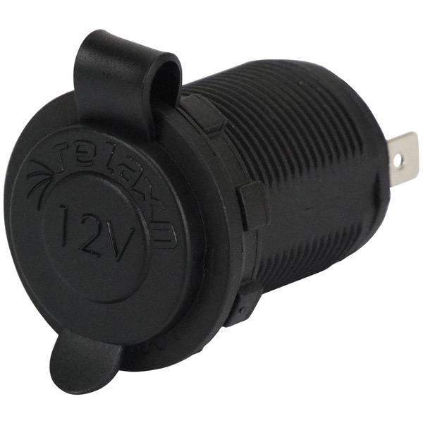 Relaxn 12/24V Flush Mount Black Cigarette Single Socket - 51(L) x 60(W) x 43(H)mm