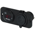 Relaxn 12/24V Flush Mount Black Volt Meter/Cigarette Charger Outlet Combo - 105(L) x 60(W) x 43(H)mm