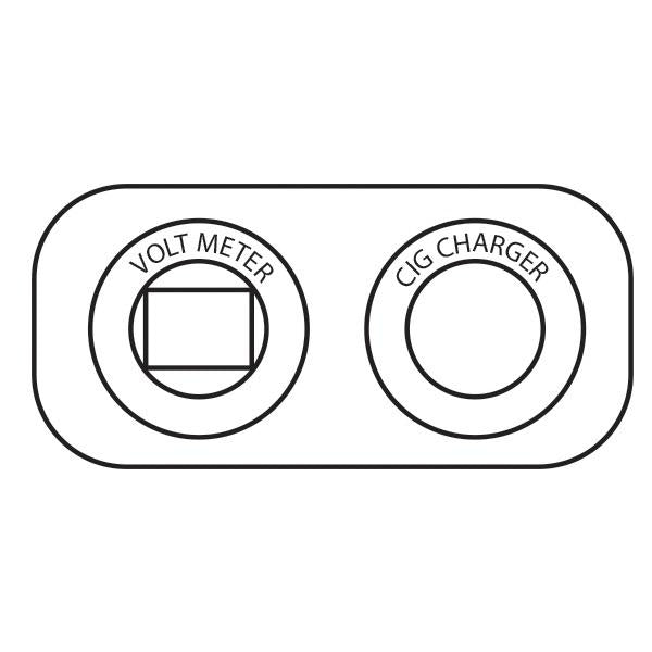 Relaxn 12/24V Flush Mount Black Volt Meter/Cigarette Charger Outlet Combo - 105(L) x 60(W) x 43(H)mm
