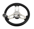 RELAXN STEERING WHEEL - 3 SPOKE S/S PU GRIP WITH KNOB