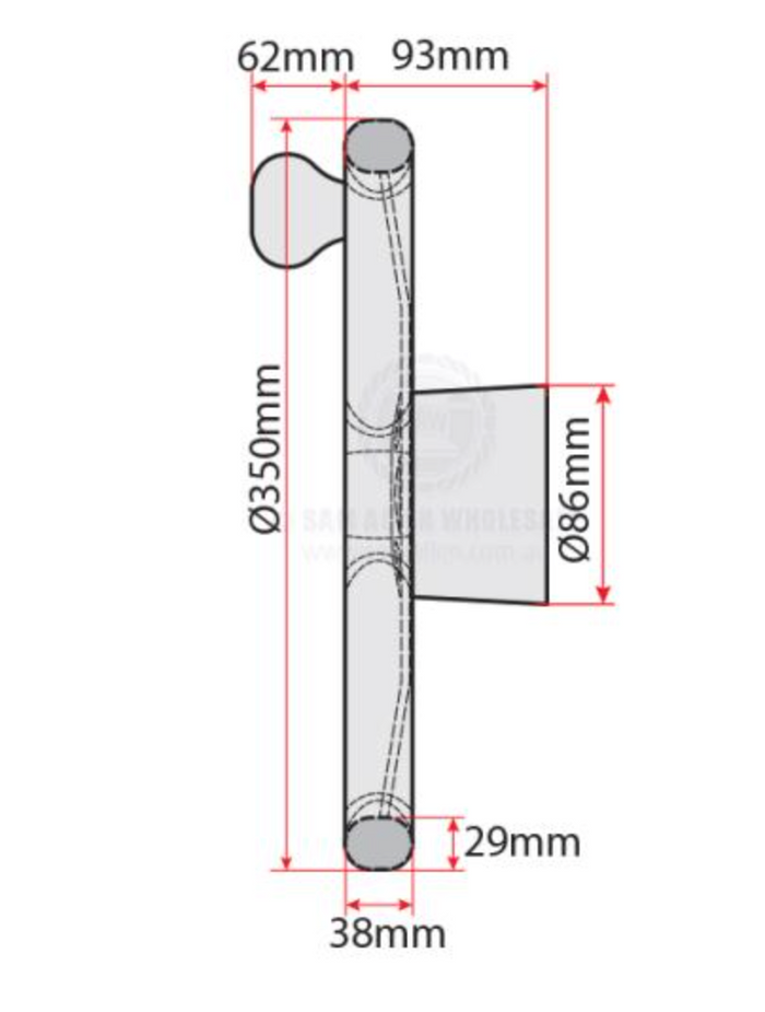 RELAXN STEERING WHEEL - 3 SPOKE S/S PU GRIP WITH KNOB