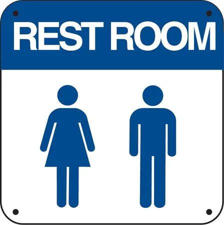 "Restroom" Men/Women Symbol- 12"w x 12"h Aluminum Sign - UnitedSign