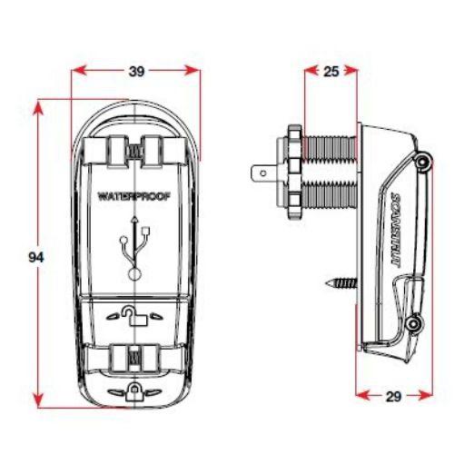 Scanstrut ROKK Charge+ Waterproof 12/24V USB Socket