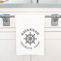 Ship Wheel w/ City and State - Custom Cotton Tea Towel