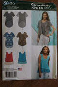 Simplicity 0819, Misses Tops, Knit Pullover Tops, Uncut Sewing Pattern