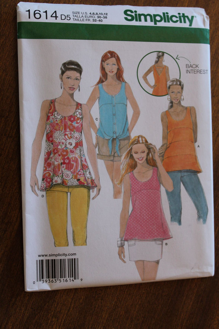 Simplicity 1614, Misses Tops, Uncut Sewing Pattern