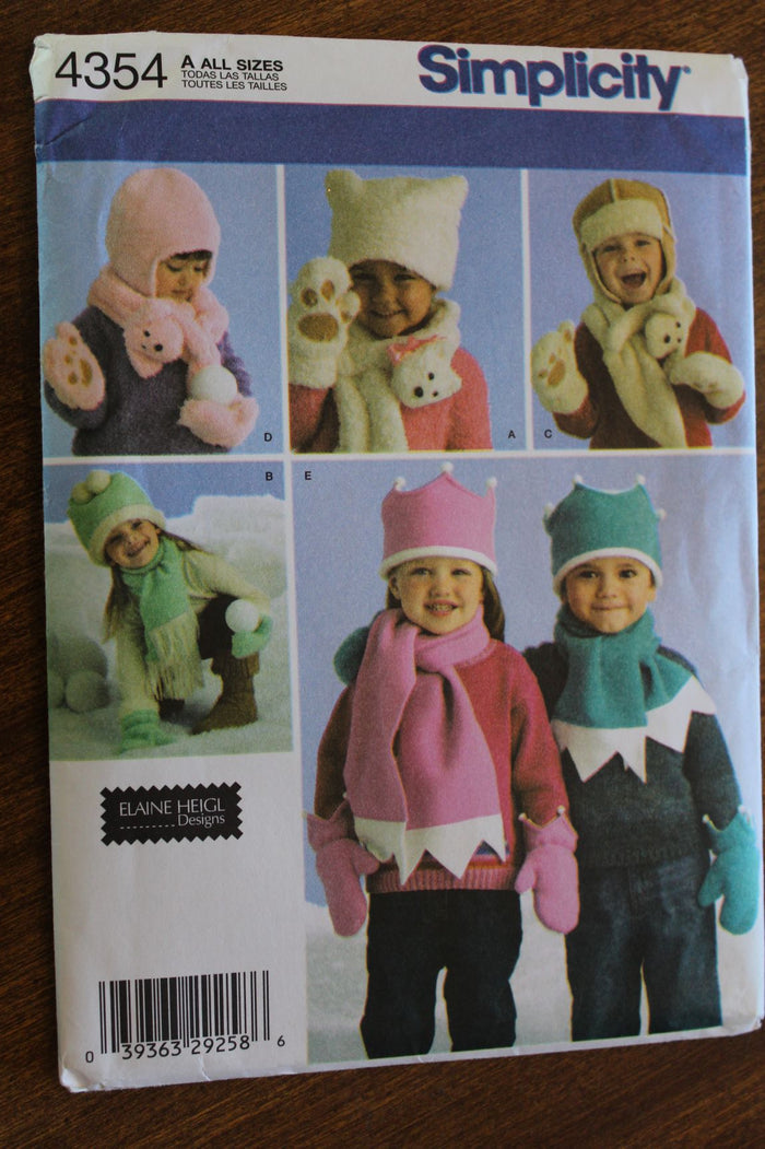 Simplicity 4354, Hats, Mittens, Scarves, Uncut Sewing Pattern