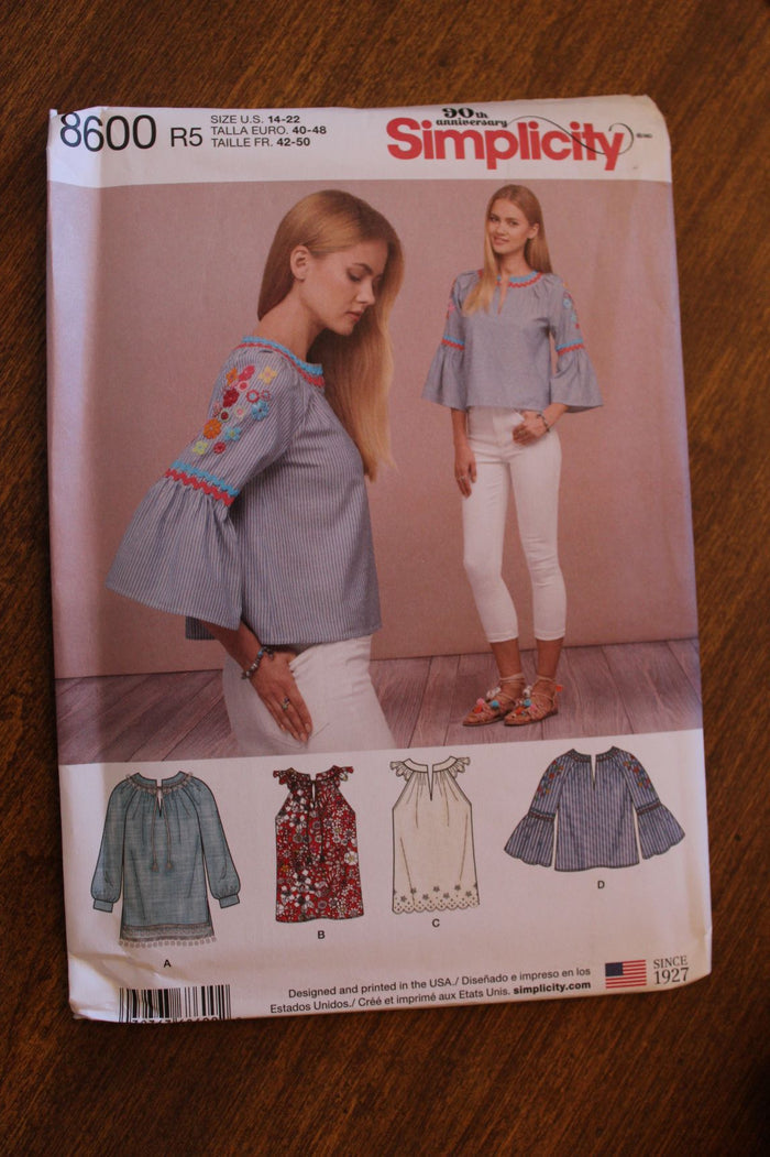 Simplicity 8600, Misses Tops, Uncut Sewing Pattern