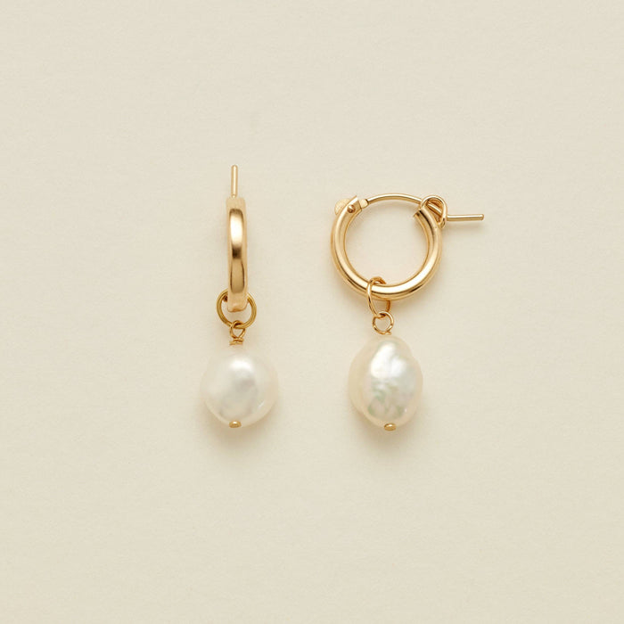 Single Pearl Hoop Earrings