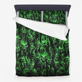 Smoke Skull Wild Green Microfiber 3 Piece Duvet Set