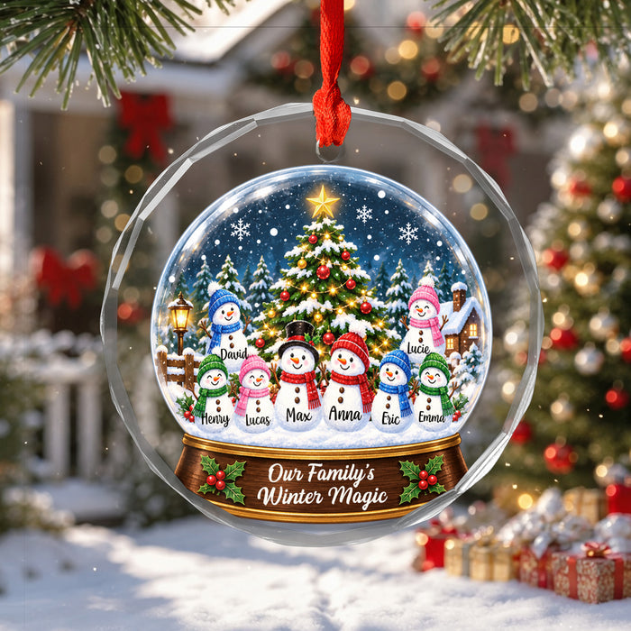 Snow Globe Family Tree Christmas - Personalized Glass Ornament, Family Gift, Christmas Home Decor
