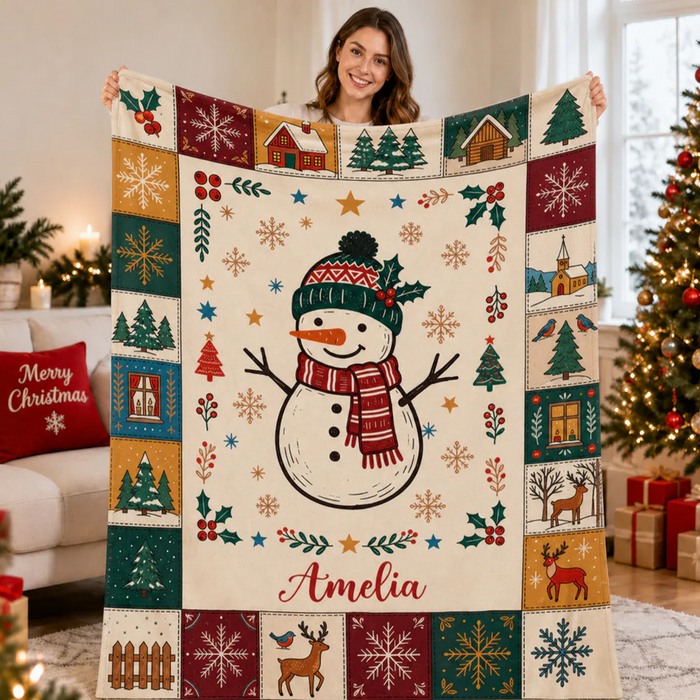 Snow Much Love This Christmas - Personalized Blanket, Custom Name Winter Wonderland Blanket
