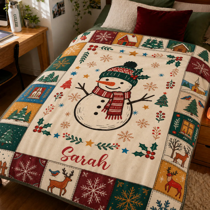 Snow Much Love This Christmas - Personalized Blanket, Custom Name Winter Wonderland Blanket